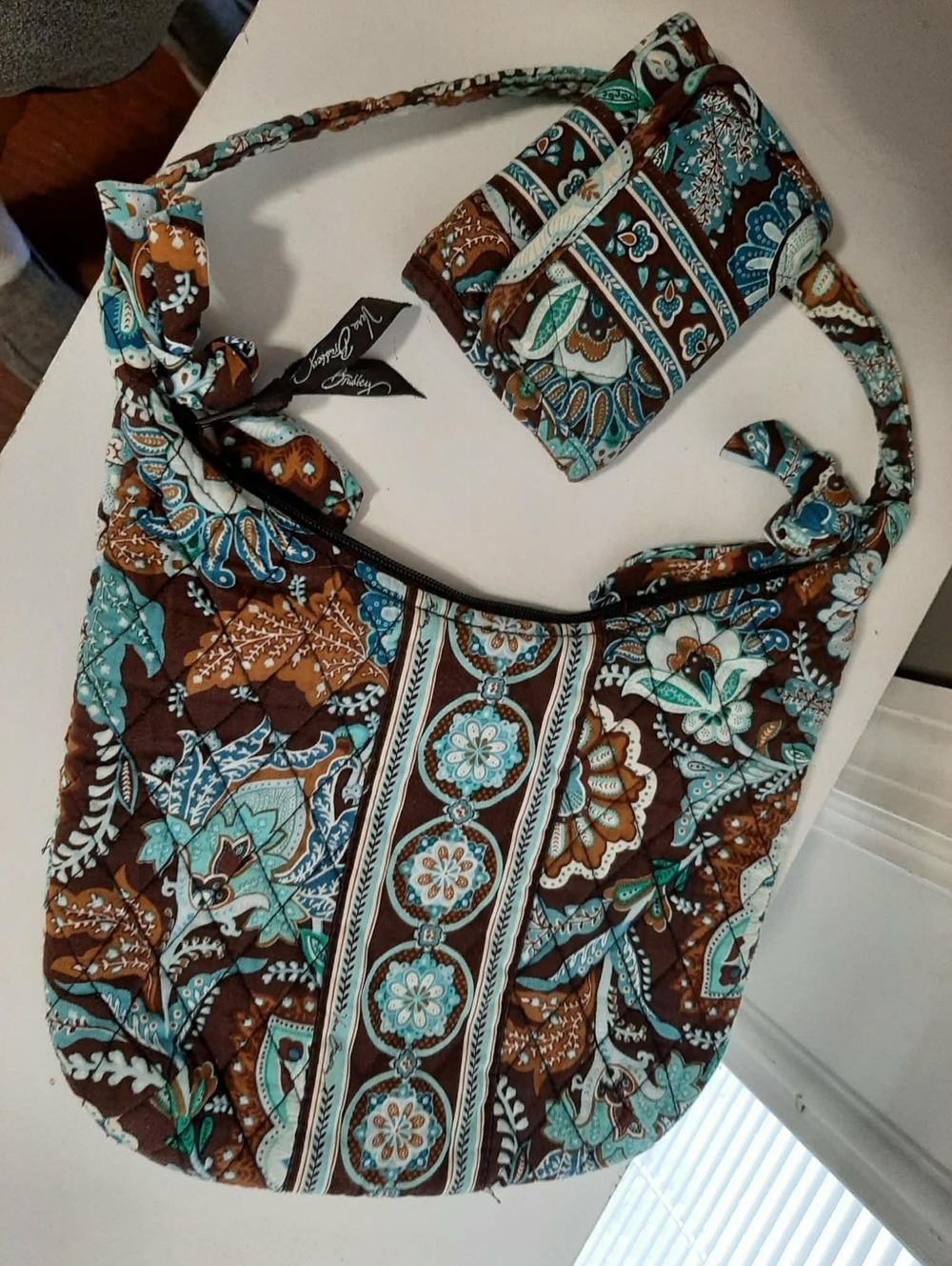 VERA BRADLEY Java Blue "Olivia" Sm Hobo Bag & Wallet 2 Pc Set - Picture 11 of 13